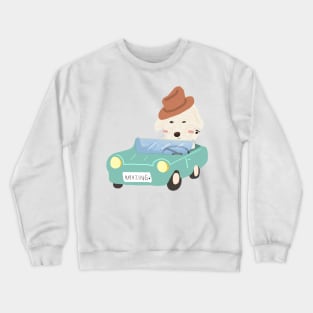 Maltipoo Dog Driving Retro Car Illustration Crewneck Sweatshirt